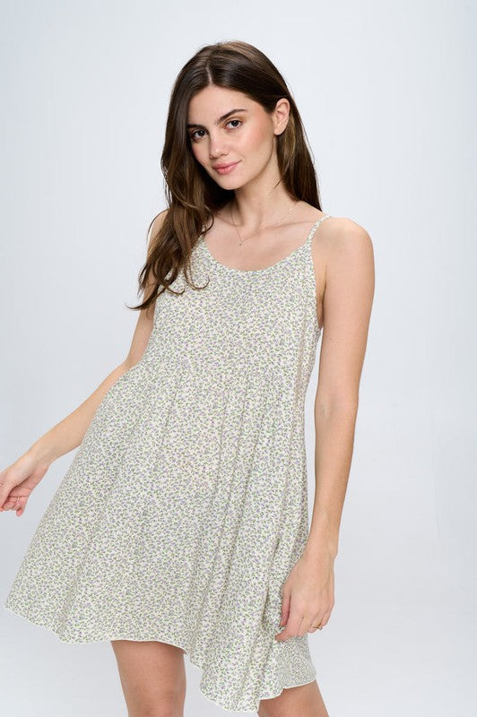 Babydoll loose fit tank dress with ditsy floral Miley + Molly lilac L 