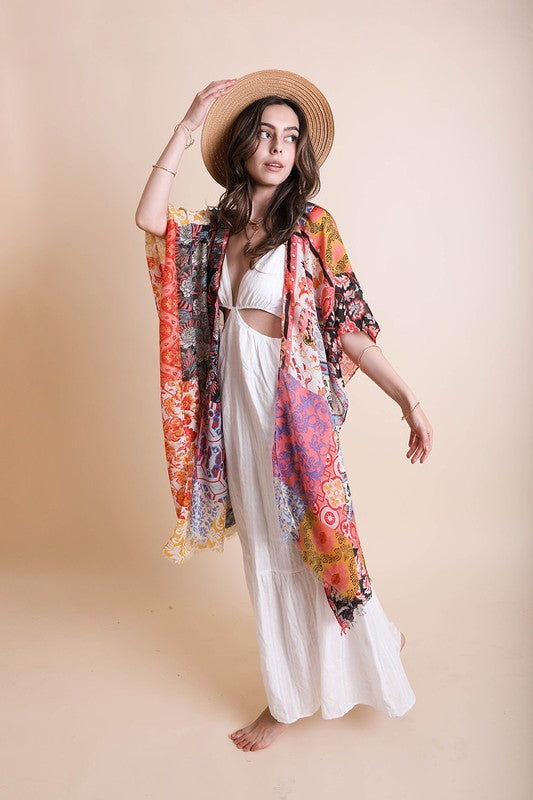 Boho Floral Patchwork Kimono Leto Accessories Sky Blue Default 