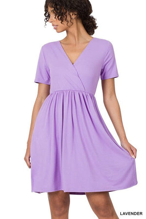 BRUSHED DTY BUTTERY SOFT FABRIC SURPLICE DRESS ZENANA 