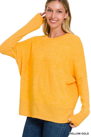 BRUSHED MELANGE HACCI DOLMAN SLEEVE SWEATER ZENANA 