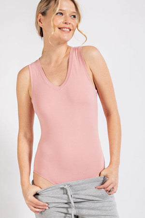 BUTTER V NECK SLEEVELESS BODYSUIT Rae Mode 