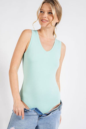 BUTTER V NECK SLEEVELESS BODYSUIT Rae Mode 