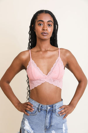 Butterfly Scallop Lace Bralette Bralette Leto Collection Small Blush 