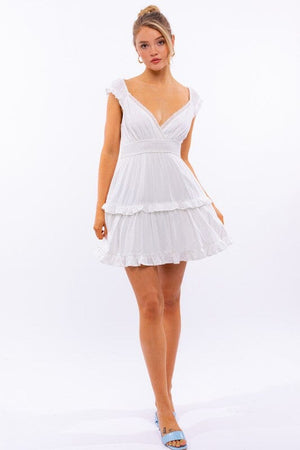 CAP SLEEVE RUFFLE MINI DRESS LE LIS 