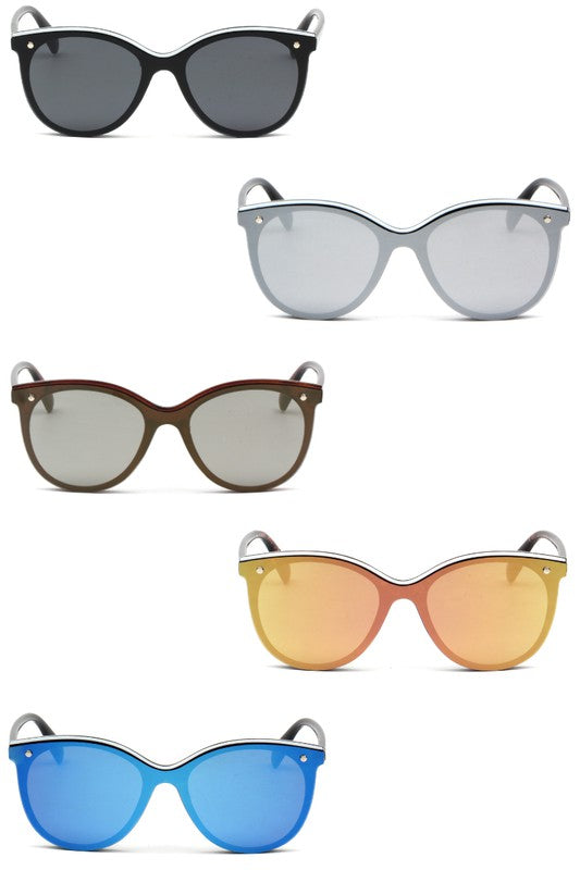 Classic Round Mirrored Fashion Sunglasses Cramilo Eyewear Black OneSize 