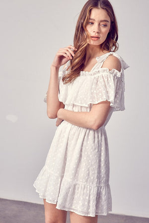 COLD SHOULDER RUFFLE DRESS Do + Be Collection 