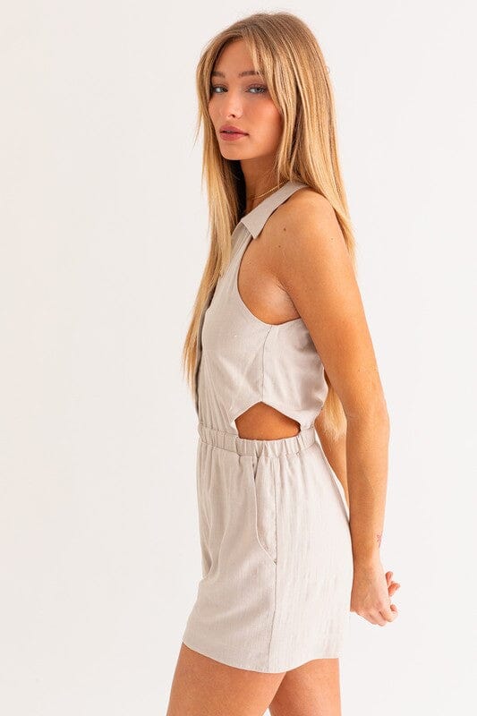 COLLARED SLEEVELESS ROMPER LE LIS TAUPE XS 