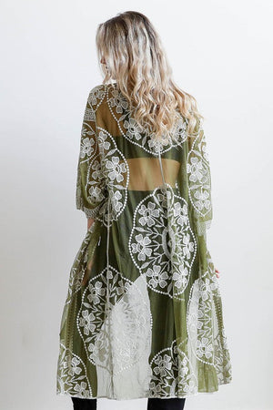Contrast Mesh Cotton Lace Kimono Leto Accessories 
