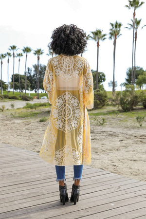 Contrast Mesh Cotton Lace Kimono Leto Accessories 