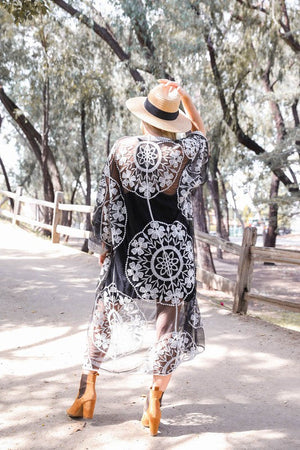 Contrast Mesh Cotton Lace Kimono Leto Accessories 