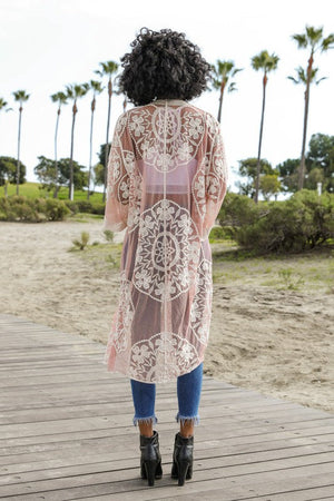 Contrast Mesh Cotton Lace Kimono Leto Accessories 