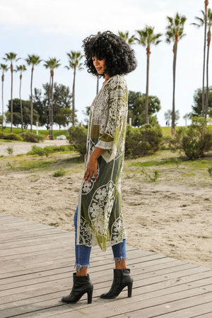 Contrast Mesh Cotton Lace Kimono Leto Accessories 