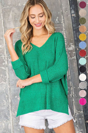 CREW NECK KNIT SWEATER eesome KELLY GREEN SM 