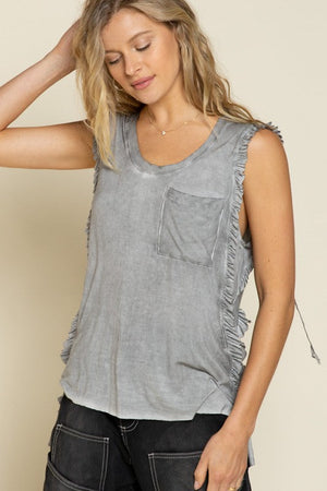 Criss cross Lace up Open Back Tank Top POL 