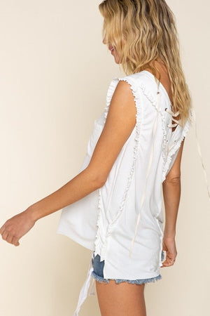 Criss cross Lace up Open Back Tank Top POL 