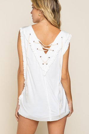 Criss cross Lace up Open Back Tank Top POL 