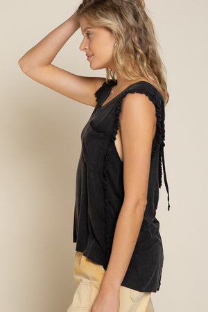 Criss cross Lace up Open Back Tank Top POL 