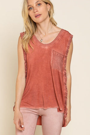 Criss cross Lace up Open Back Tank Top POL 