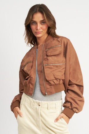 CROPPED BOMBER JACKET Emory Park BROWN S 