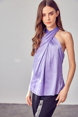 CROSS NECK TOP Do + Be Collection LAVENDER S 