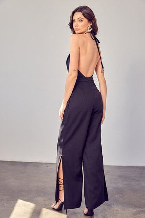 DEEP V-NECK WIDE LEG JUMPSUIT Do + Be Collection 