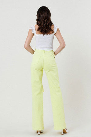 DISTRESSED WIDE CUT STRAIGHT LEG JEANS Vibrant M.i.U 