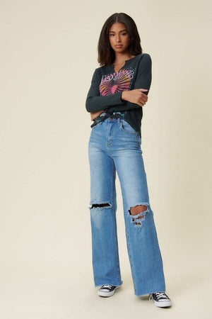 Distressed Wide Fit Jeans Vibrant M.i.U 