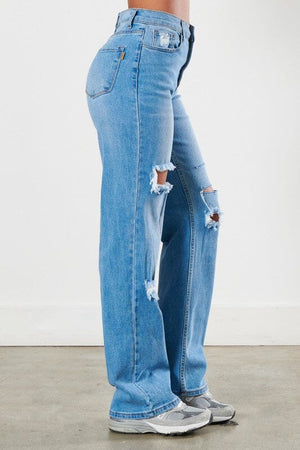 Distressed Wide Leg Jeans Vibrant M.i.U 