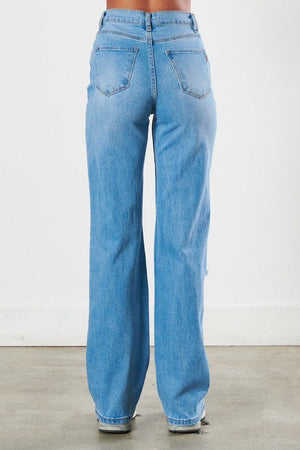 Distressed Wide Leg Jeans Vibrant M.i.U 