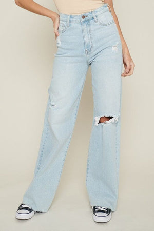 Distressed Wide Leg Jeans Vibrant M.i.U 