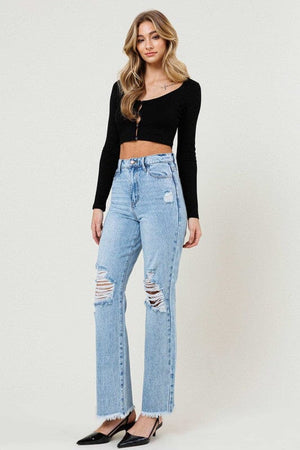 Distressed Wide Leg Vibrant M.i.U 