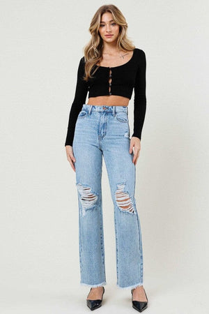 Distressed Wide Leg Vibrant M.i.U Light Stone 1 