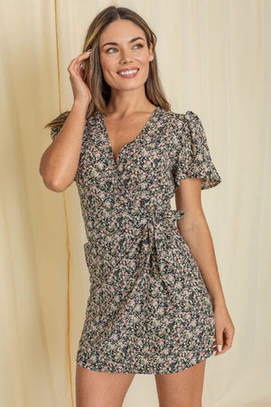 Ditsy Floral Wrap Dress EG fashion 