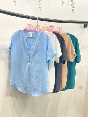 Dolman short sleeve button shirt top Miley + Molly 