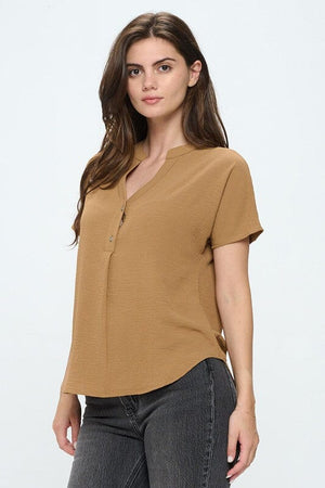 Dolman short sleeve button shirt top Miley + Molly 
