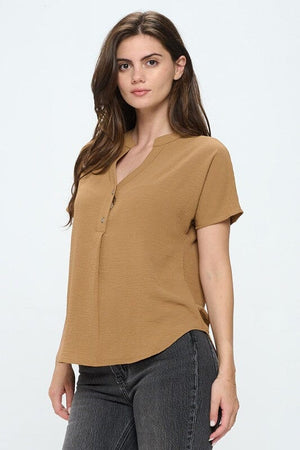 Dolman short sleeve button shirt top Miley + Molly 