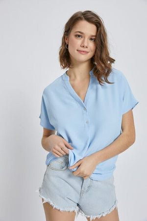Dolman short sleeve button shirt top Miley + Molly 