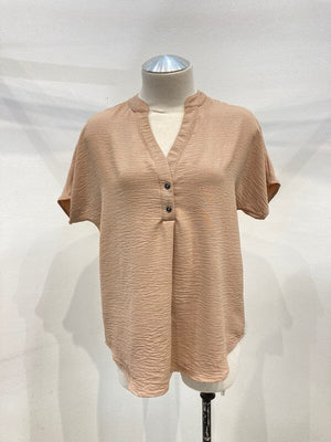 Dolman short sleeve button shirt top Miley + Molly CAMEL S 