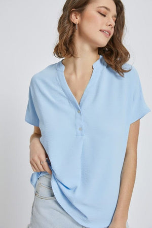 Dolman short sleeve button shirt top Miley + Molly Hunter Green S 