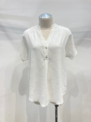 Dolman short sleeve button shirt top Miley + Molly White S 