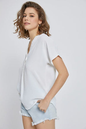 Dolman short sleeve button shirt top Miley + Molly White S 