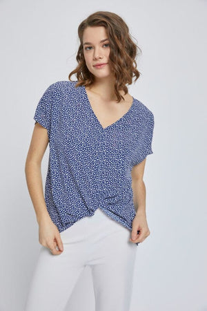 Dolman short sleeve V neck top Miley + Molly Navy S 