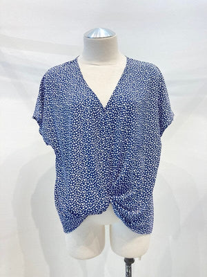 Dolman short sleeve V neck top Miley + Molly Navy S 