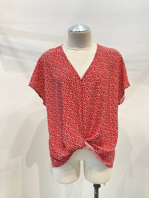 Dolman short sleeve V neck top Miley + Molly Red S 