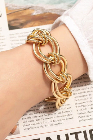 Double layer chunky chain bracelet toggle closure LA3accessories Gold one size 