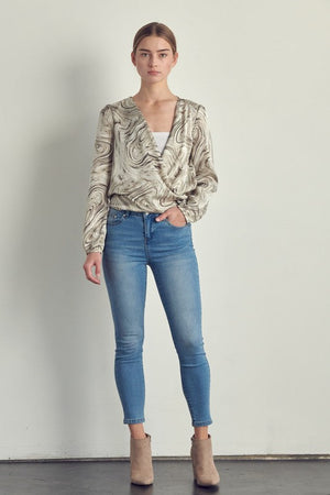 Draped front swirl print blouse Miley + Molly 