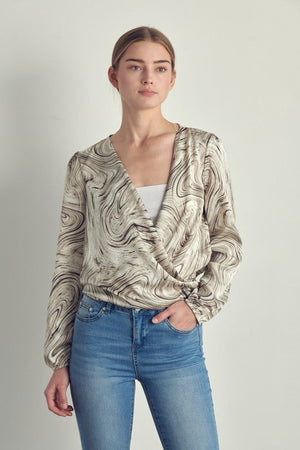 Draped front swirl print blouse Miley + Molly 