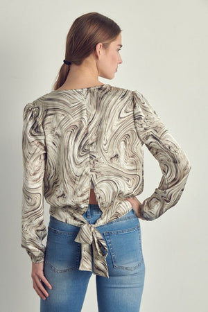Draped front swirl print blouse Miley + Molly 