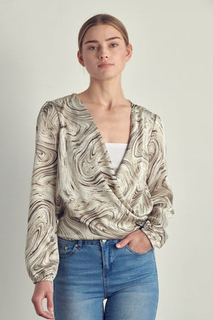 Draped front swirl print blouse Miley + Molly 
