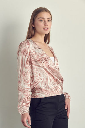 Draped front swirl print blouse Miley + Molly 